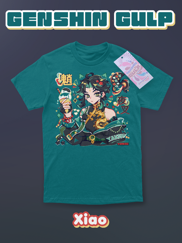 Genshin Gulp Tee - xiao's yaksha snowcones