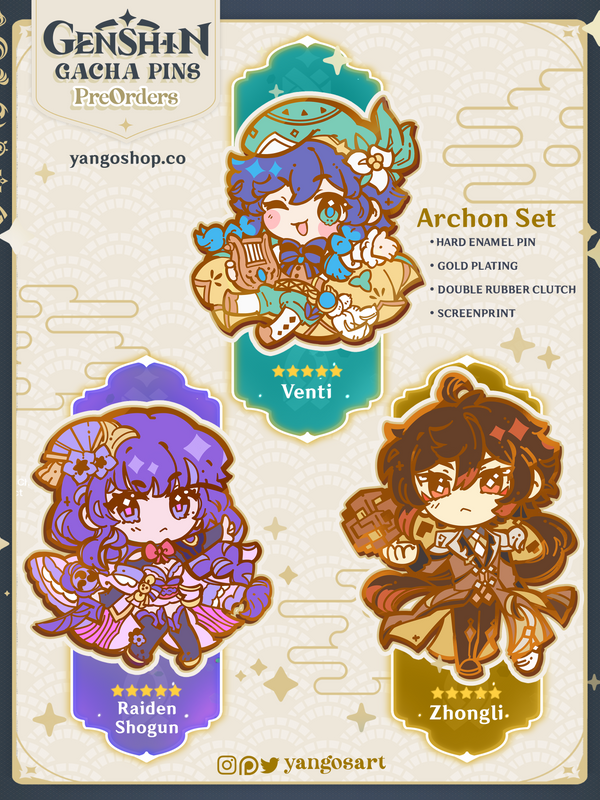 Genshin Archon Set (Venti, Zhongli, and Baal) *IN STOCK/RESTOCK*