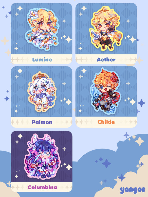 Genshin Impact Stickers: Travelers & Friends